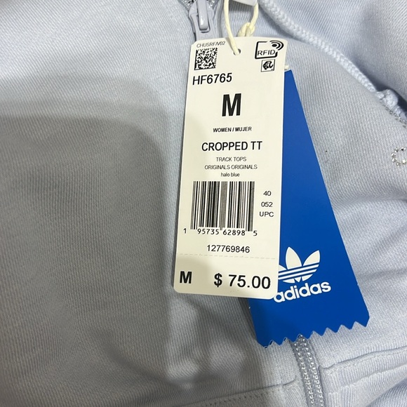 BNWT ADIDAS 200 LUXE SET HALO BLUE MED~Crop hoodie, Track Pants, Bra top - Picture 15 of 15